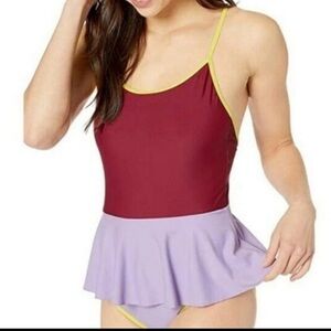 Mott50 Colorblock One-Piece Swimsuit in Burgundy, Lavender & Yellow